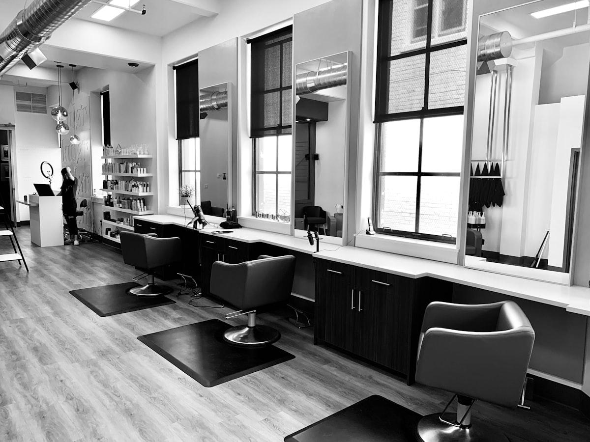 Modern salon interior with professional styling stations