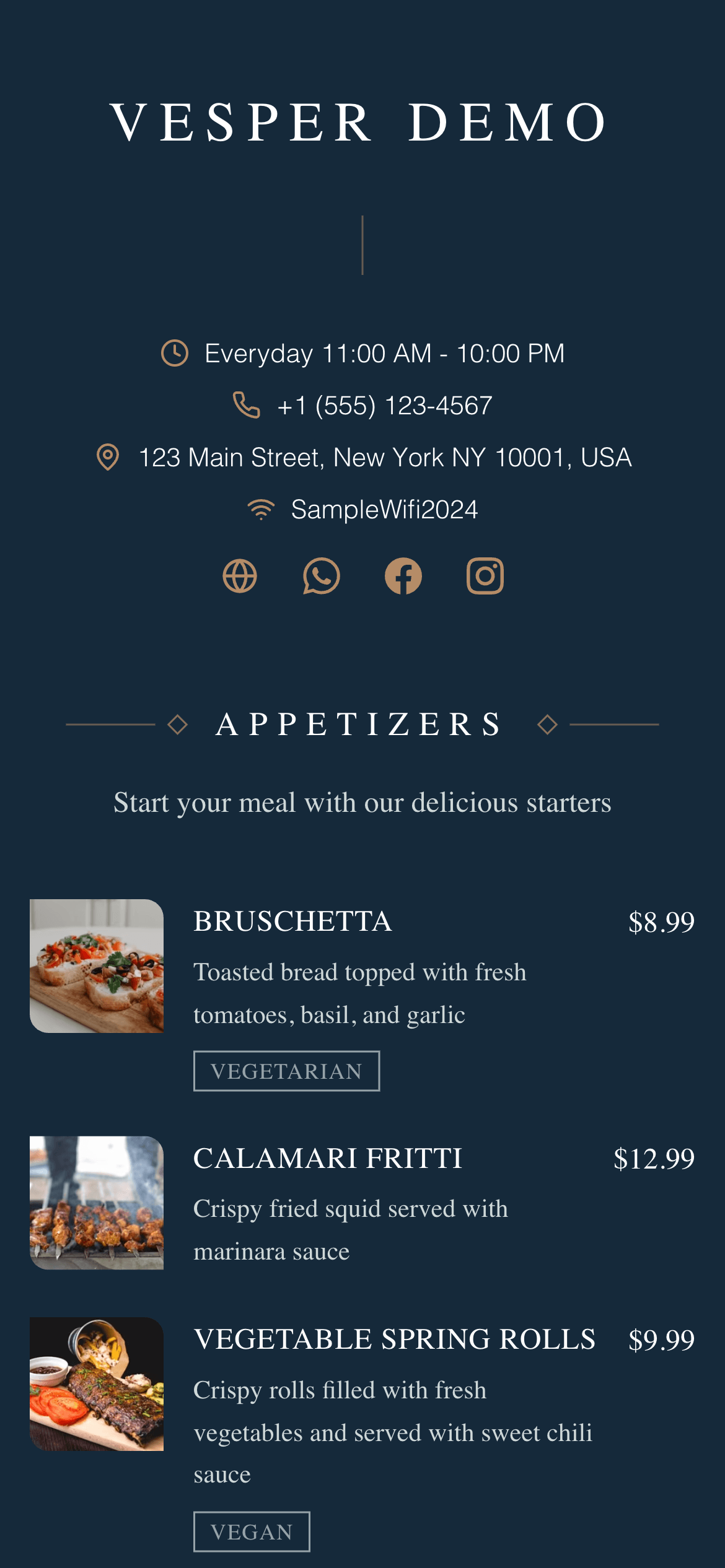 Vesper template mobile preview